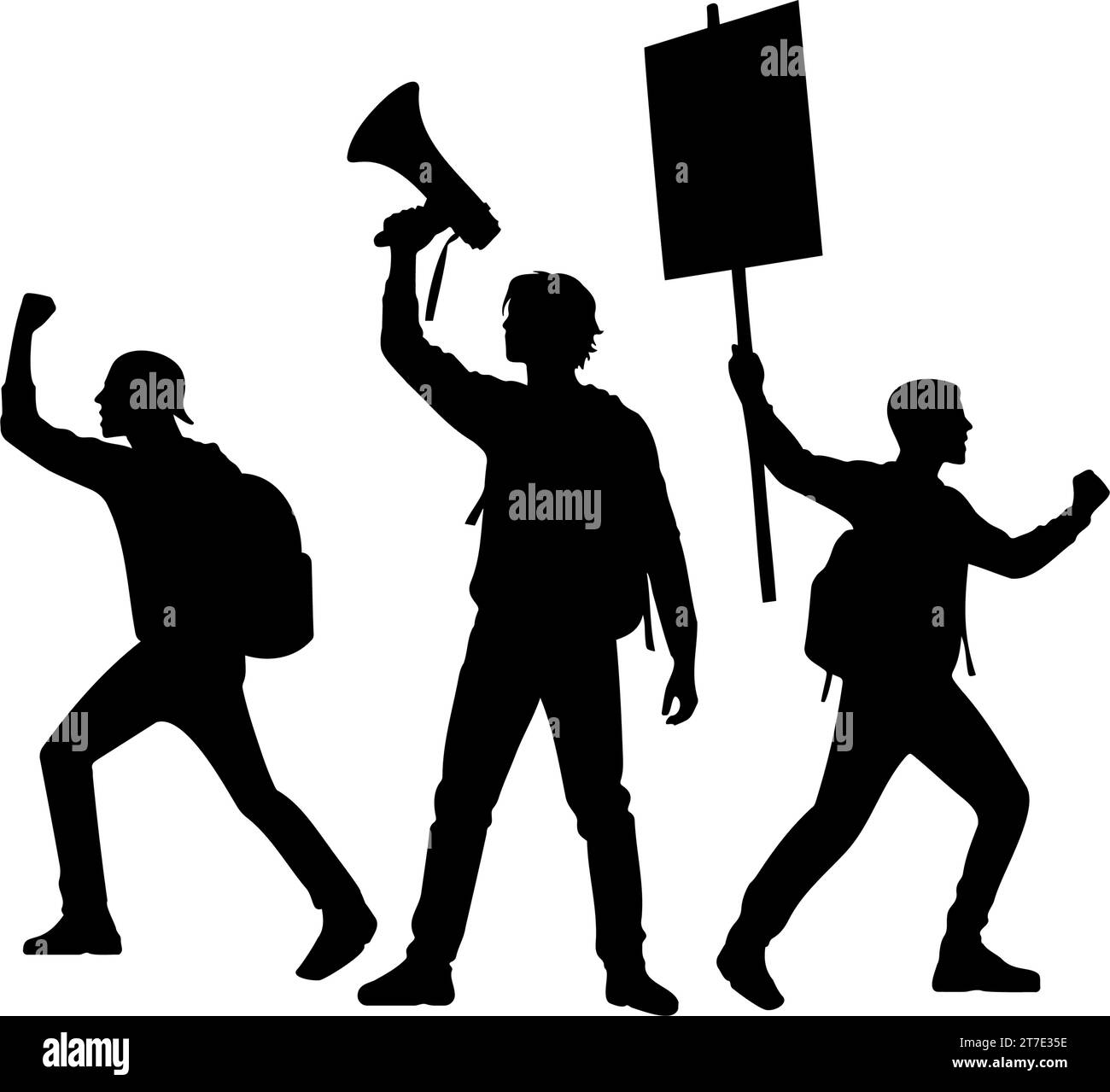 Silhouette einer Gruppe von Demonstranten. Vektorabbildung Stock Vektor