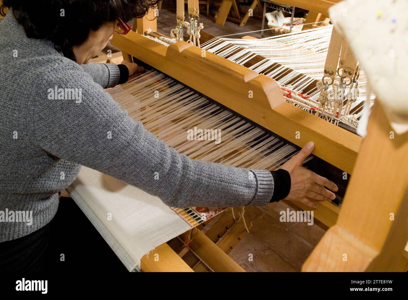 Workshop „Umbrian Canvas“. Via Sant'antonio 3. Stadt des Schlosses. Umbrien. Italien Stockfoto
