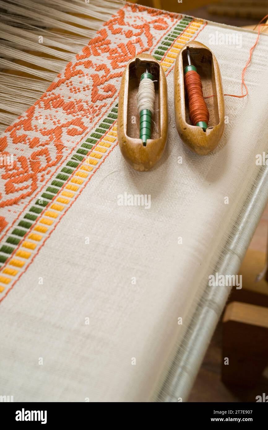 Workshop „Umbrian Canvas“. Via Sant'antonio 3. Stadt des Schlosses. Umbrien. Italien Stockfoto