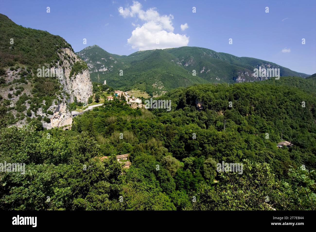 Panorama auf Tripozzo. Cerreto von Spoleto. Umbrien. Italien. Europa Stockfoto