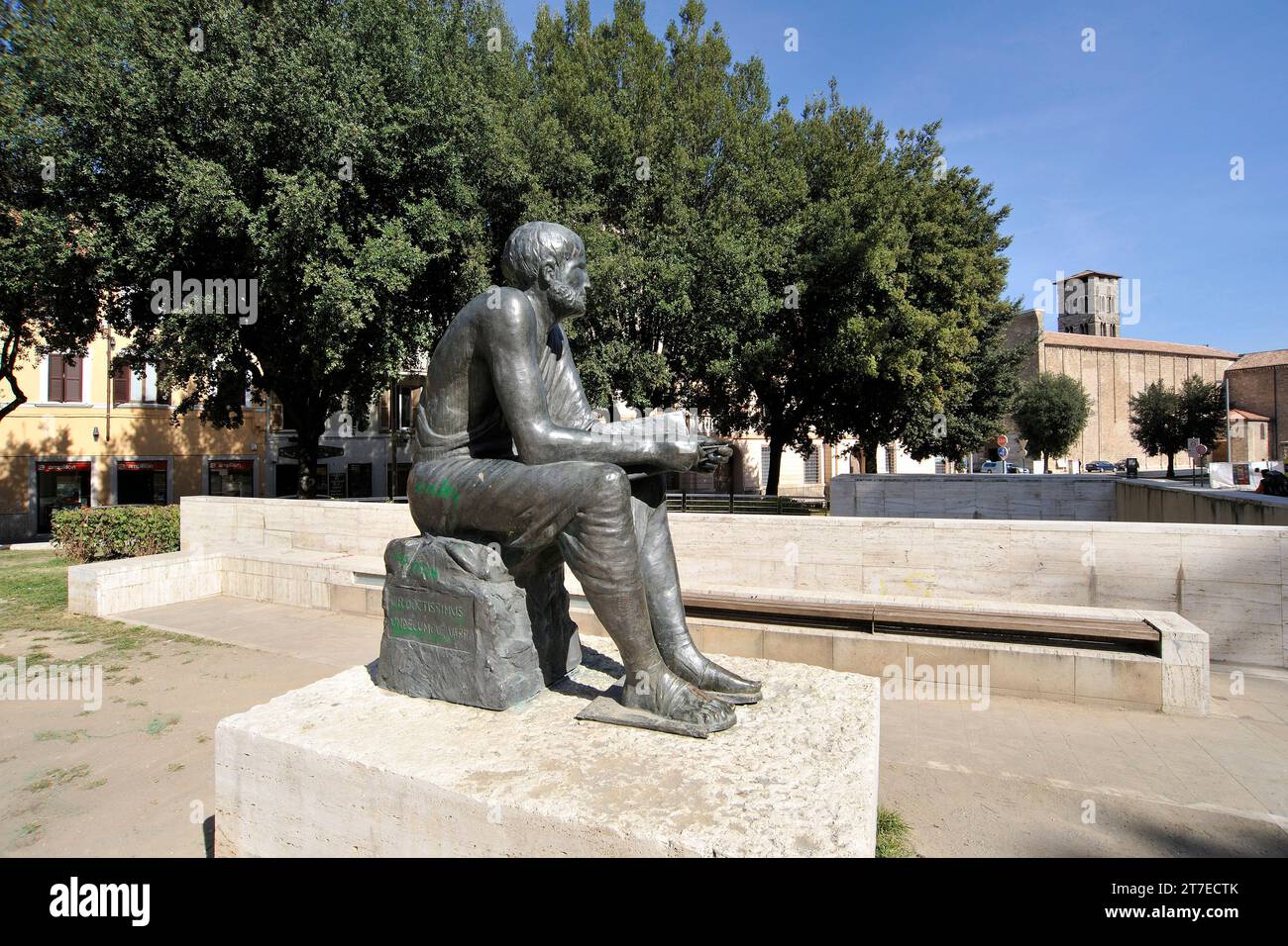 Denkmal Für Varro. Oberdan Square. Rieti. Latium. Italien Stockfoto