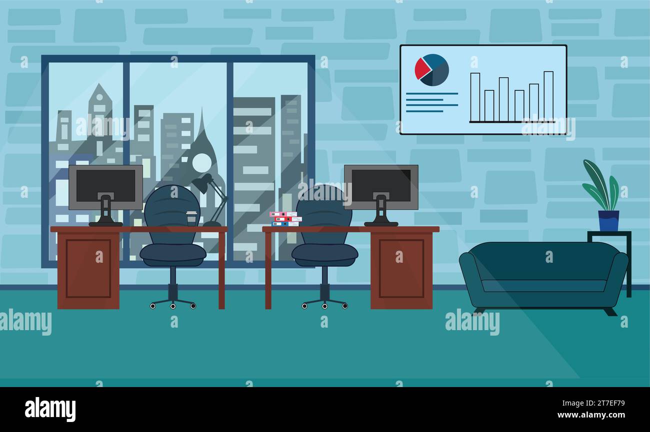 Büro Vektoren Illustration Design, Büroschrank., Schule, Stühle, Bücherregal, Cartoon , Vektoren Illustration Design, Stock Vektor