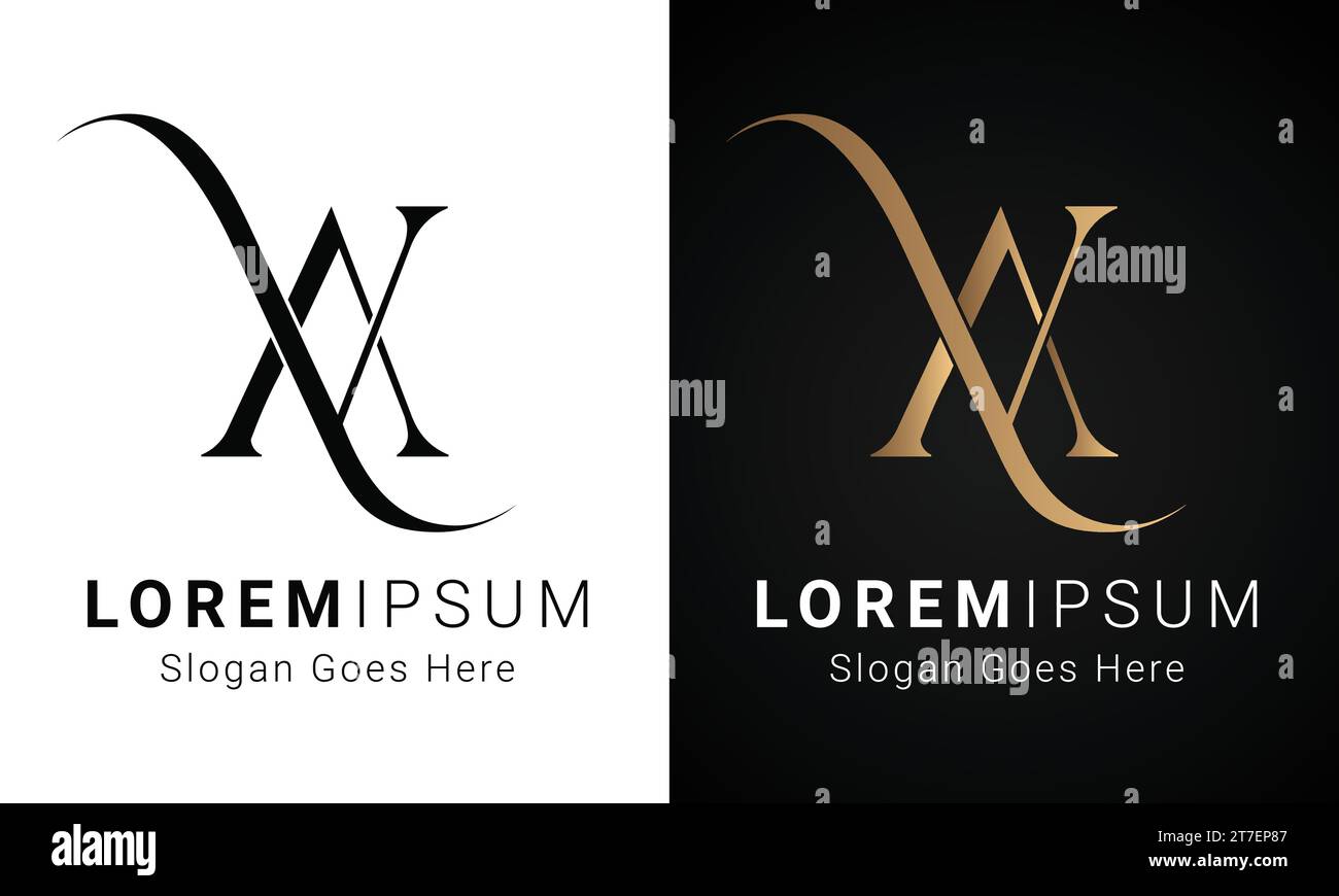 Luxuriöses Initial VA- oder AV-Monogramm-Logo mit Textbuchstaben Stock Vektor