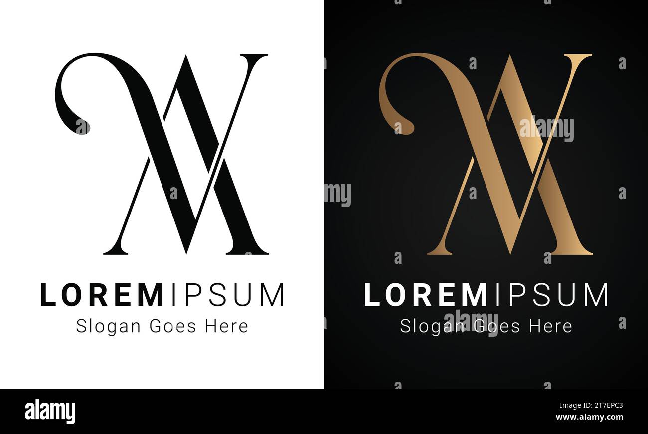 Luxuriöses Initial VA- oder AV-Monogramm-Logo mit Textbuchstaben Stock Vektor