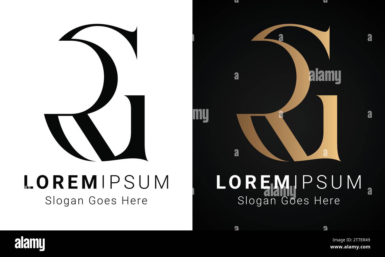Luxuriöses Initial GR- oder RG-Monogramm-Logo-Design Stock Vektor