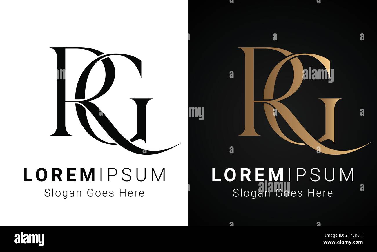 Luxuriöses Initial GR- oder RG-Monogramm-Logo-Design Stock Vektor