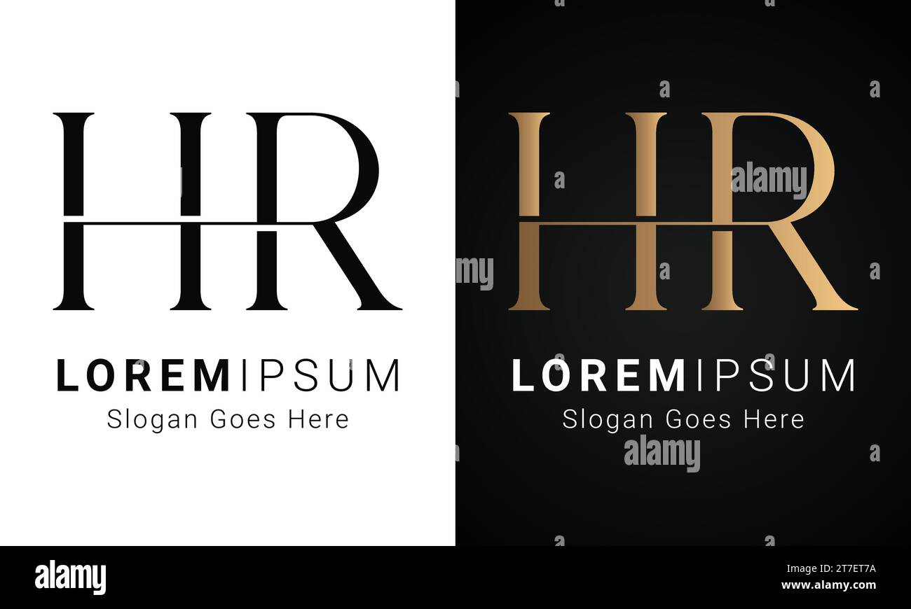 Luxuriöses Initial HR oder RH Monogramm-Logo-Design Stock Vektor