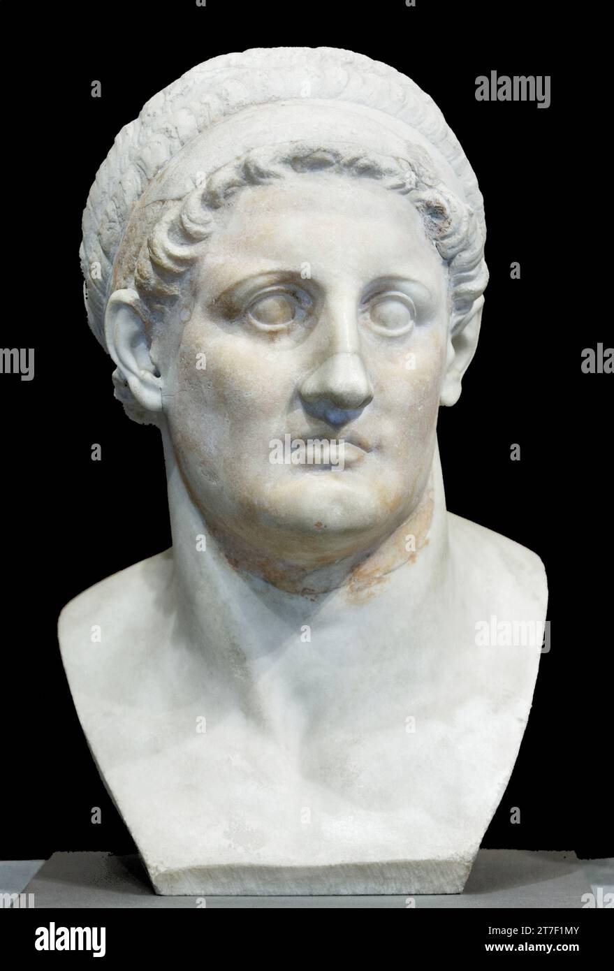 Ptolemäus I Soter. Büste des mazedonischen griechischen Gründers des ptolemäischen Königreichs, Ptolemäus des Erlösers; ca. 367 v. Chr.–282 v. Chr.) Stockfoto