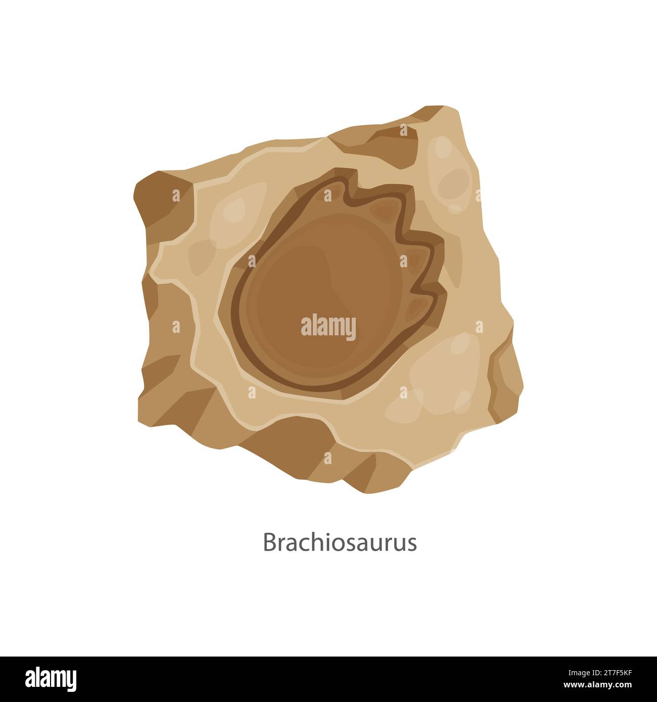 Alte Brachiosaurus-Dinosaurier-Fußabdrücke, archäologisches Fossil. Urgeschichte Tier, Dinosaurierpfote Paläontologie wissenschaftliche Fußabdrücke, ausgestorbene Monster Evolution Museum Fossil Trail, antike Dino Vektorspur Stock Vektor