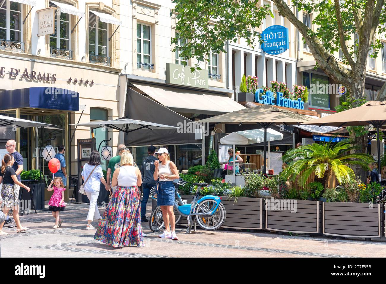 Restaurants im Freien, Place d'Armes, Ville Haute, Stadt Luxemburg, Luxemburg Stockfoto