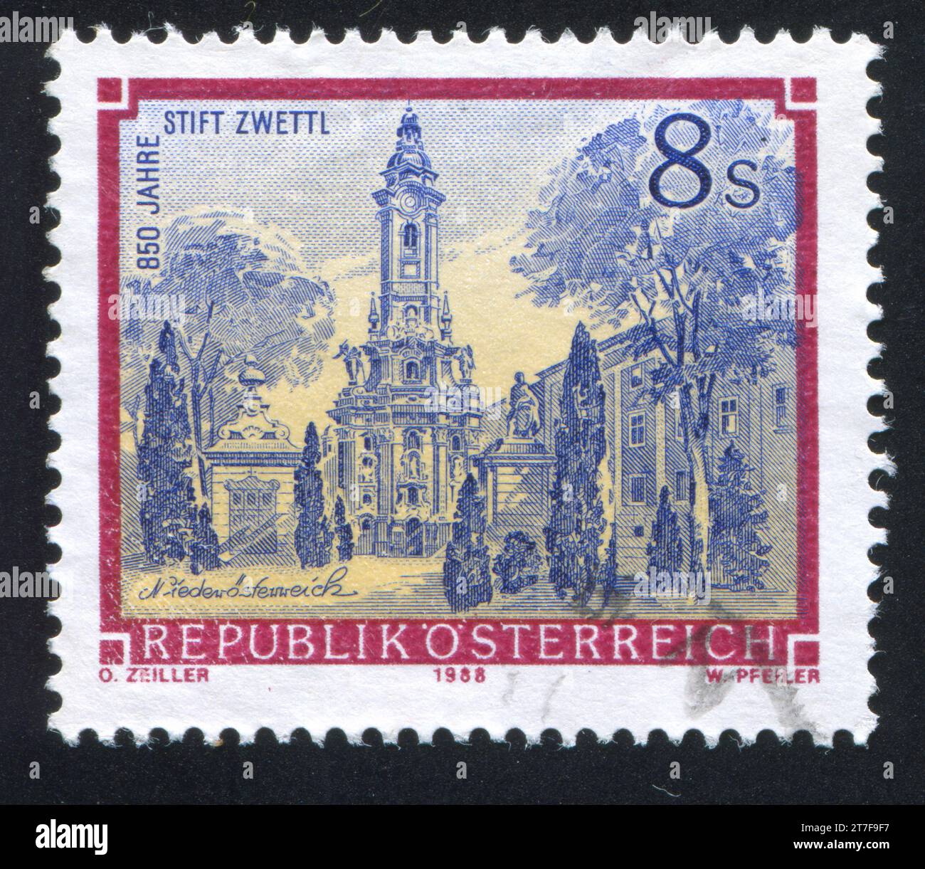 ÖSTERREICH - UM 1988: Briefmarke von Österreich, zeigt Kloster Zwettl, um 1988 Stockfoto