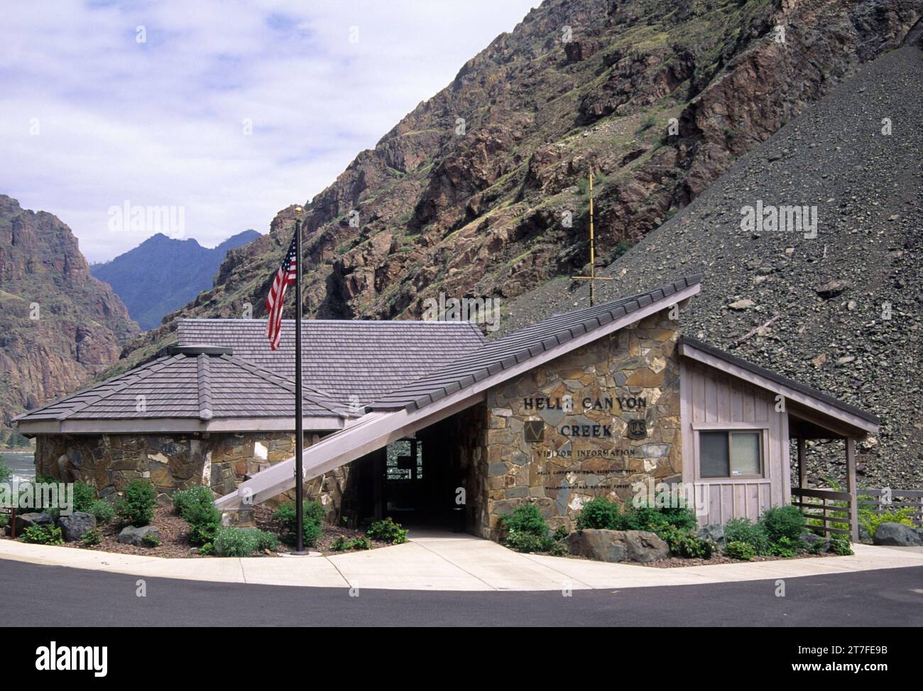 Besucherzentrum am Hells Canyon Creek, Hells Canyon National Recreation Area, Oregon Stockfoto