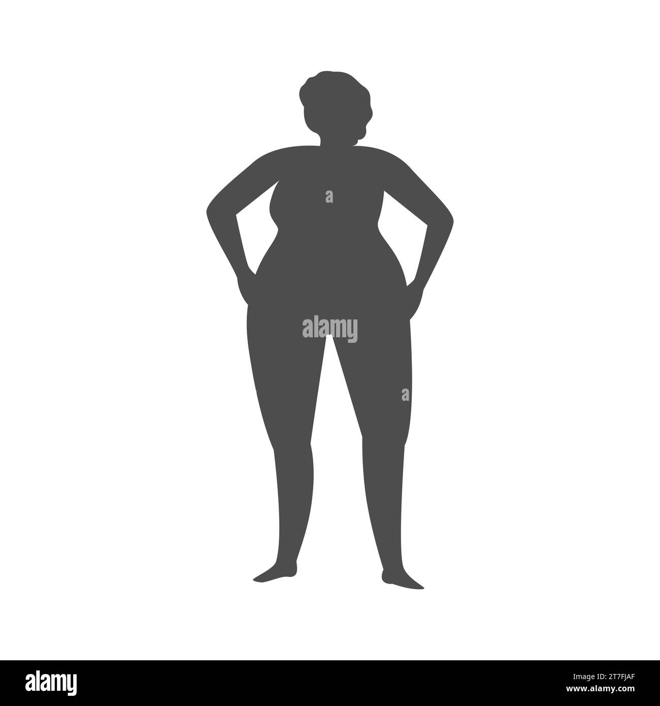 Damen Silhouette Plus/Body positive. Illustration des flachen Vektors Stock Vektor