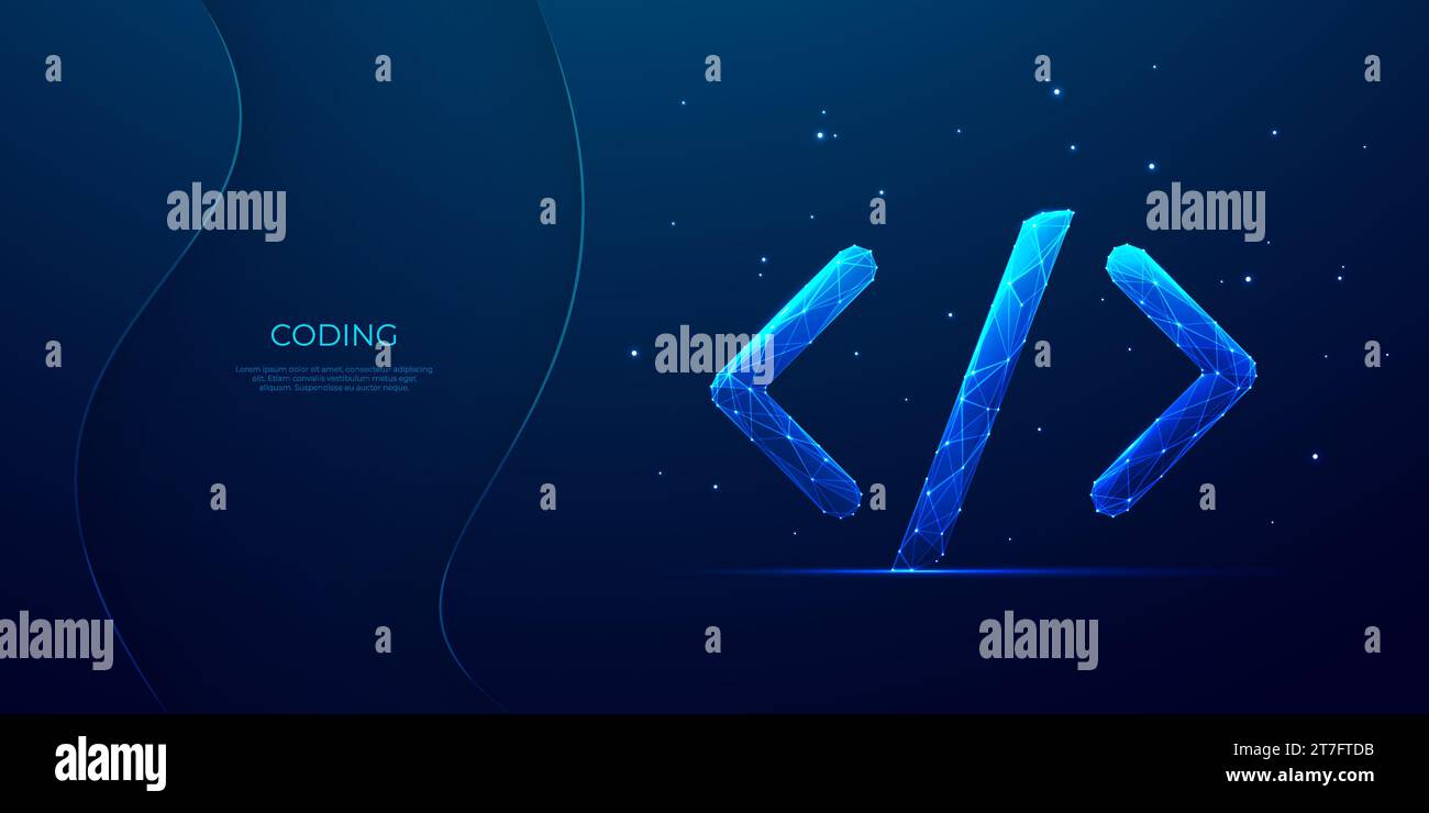 Programmierungscode-Symbol in hellblauem Stil auf Technologiehintergrund Stock Vektor