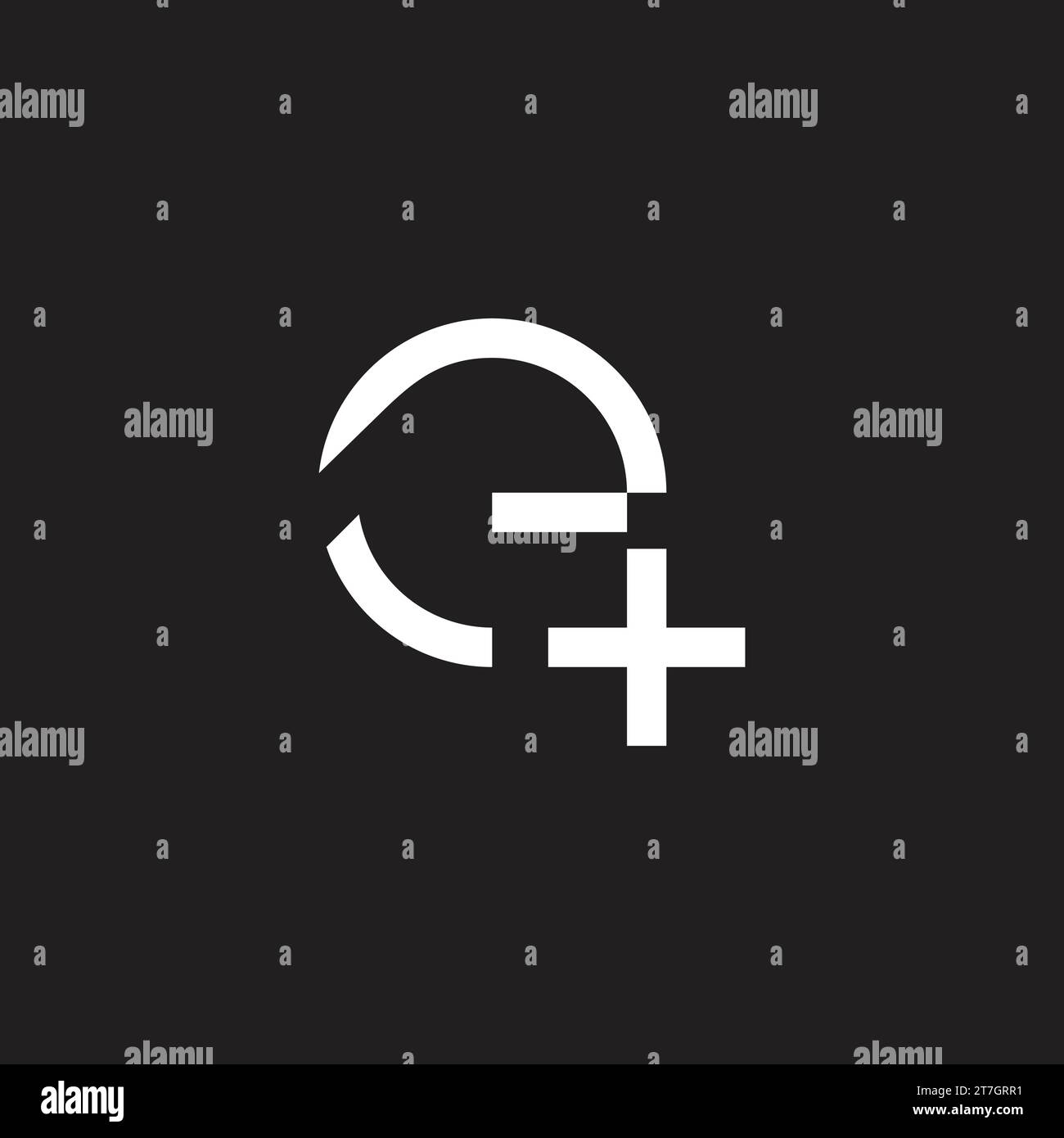 Buchstabe e plus einfacher geometrischer Logo-Vektor Stock Vektor