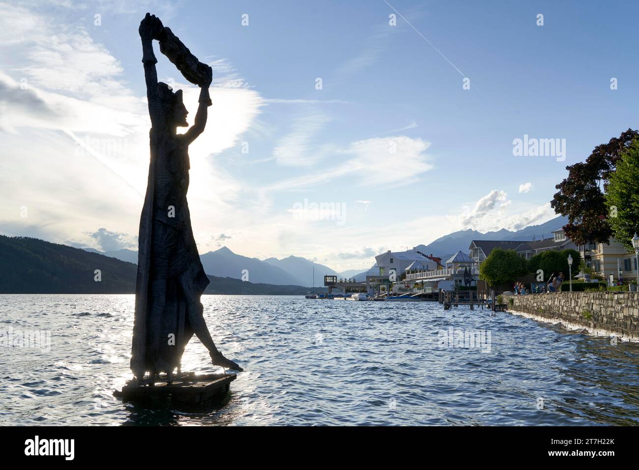 Statue des Heiligen Domitian in Millstatt, Millstätter See, Kärnten, Österreich Stockfoto
