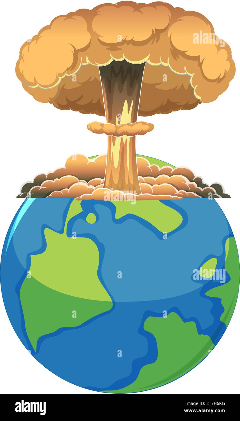 Eine erschreckende Illustration der Folgen einer Atombombenexplosion Stock Vektor