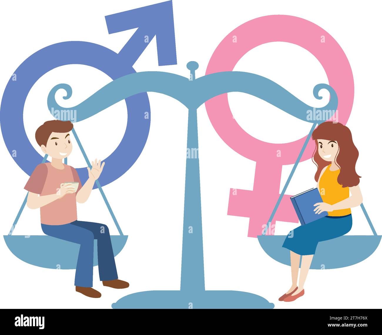 Illustration eines Mannes und einer Frau als Symbol der Geschlechtergleichheit Stock Vektor