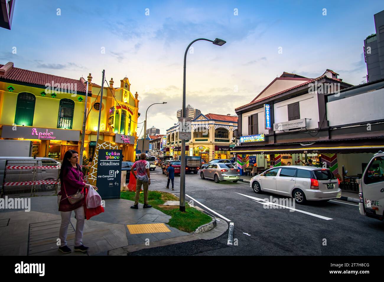 Die jährliche Hindufeier des Triumphes des Lichts über Dunkelheit Spaß, Festlichkeiten und eine Reihe von blendenden Licht und Farben in Little India. Stockfoto