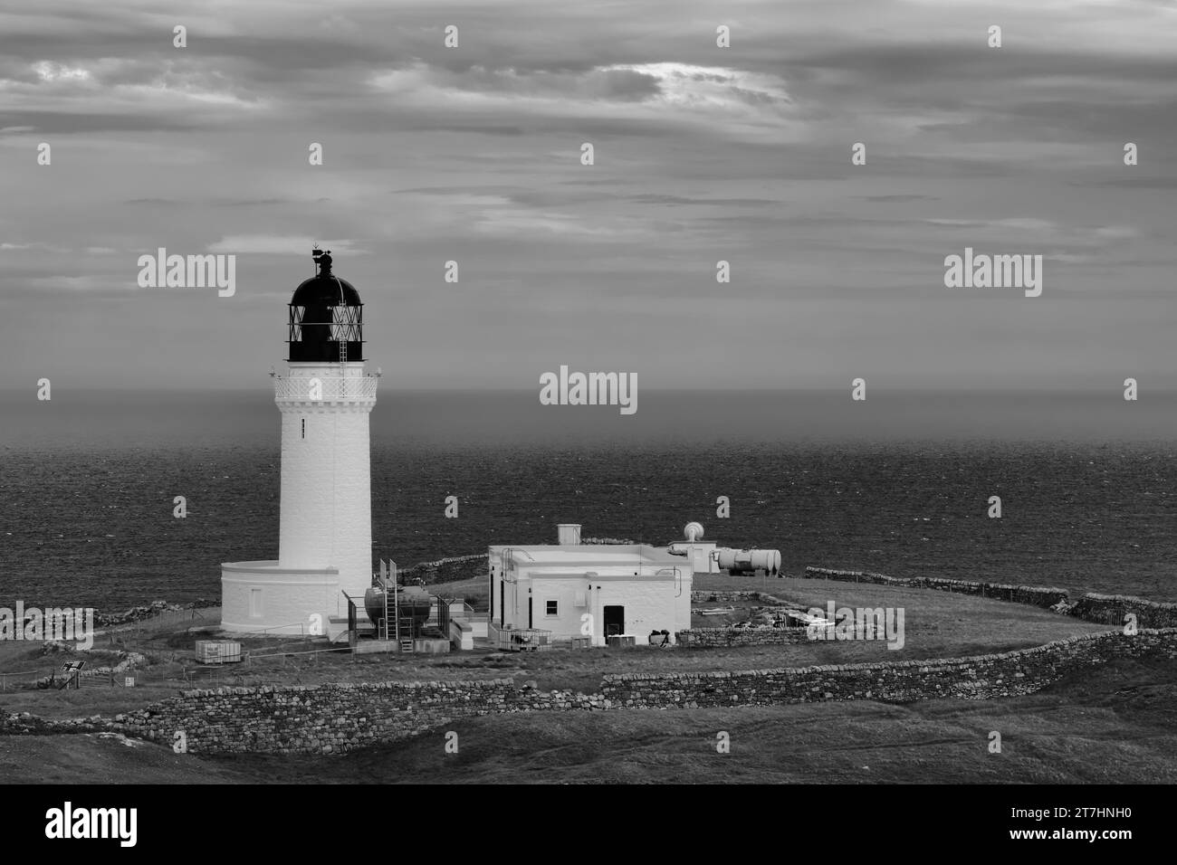 Cape Wrath Lighthouse BW Stockfoto