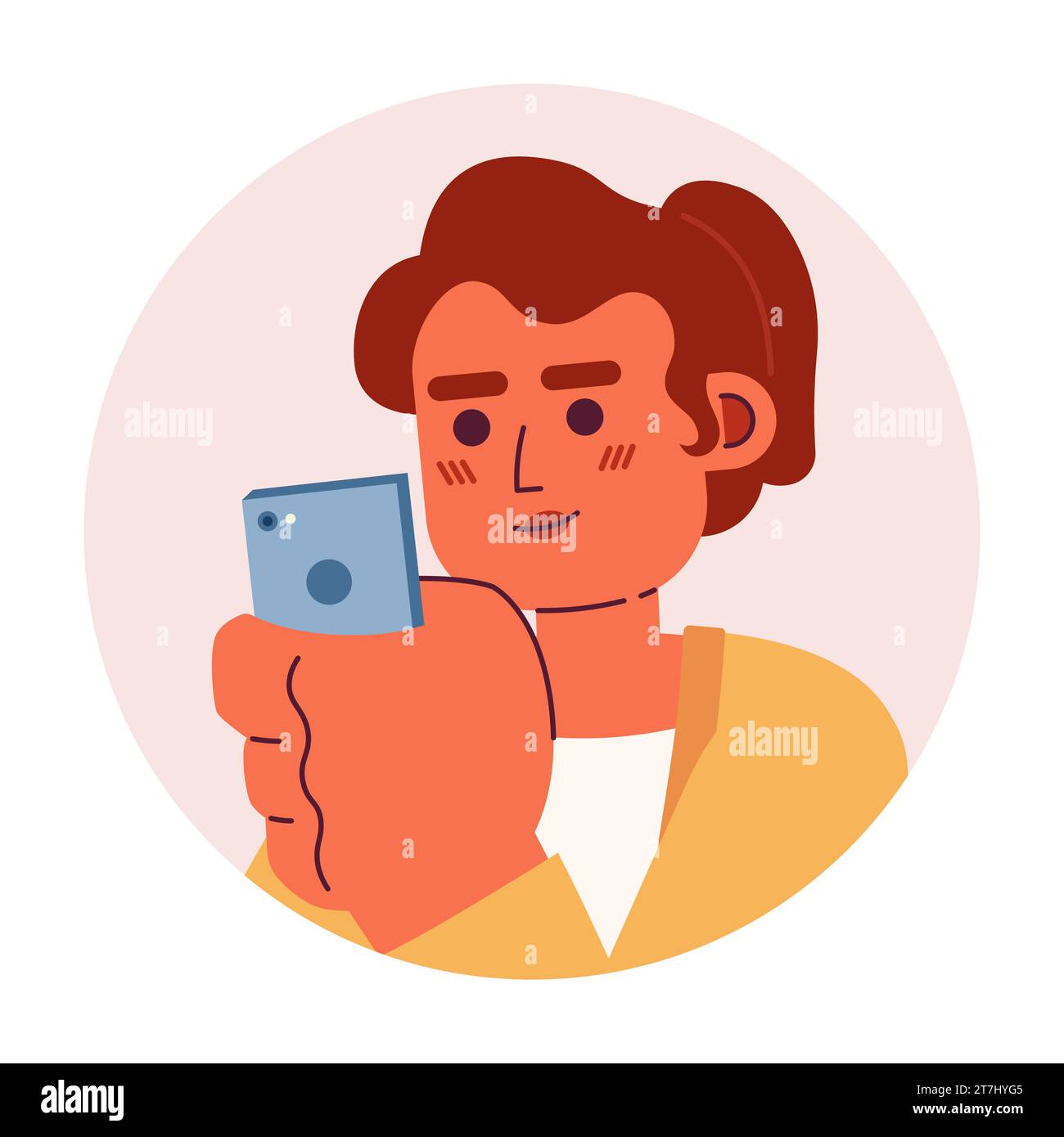 Smartphone Frau hispanic Mid Erwachsene 2D Vektor Avatar Illustration Stock Vektor