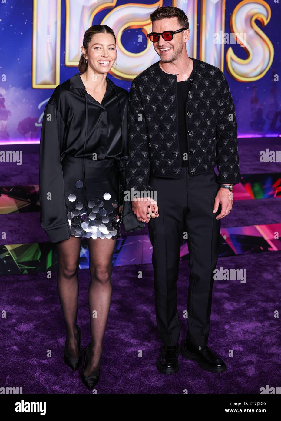 Hollywood, Usa. November 2023. HOLLYWOOD, LOS ANGELES, KALIFORNIEN, USA – 15. NOVEMBER: Jessica Biel und sein Ehemann Justin Timberlake kommen am 15. November 2023 in Hollywood, Los Angeles, Kalifornien, an der Los Angeles Special Screening von DreamWorks Animation and Universal Pictures' Trolls Band Together im TCL Chinese Theatre IMAX an. (Foto: Xavier Collin/Image Press Agency) Credit: Image Press Agency/Alamy Live News Stockfoto