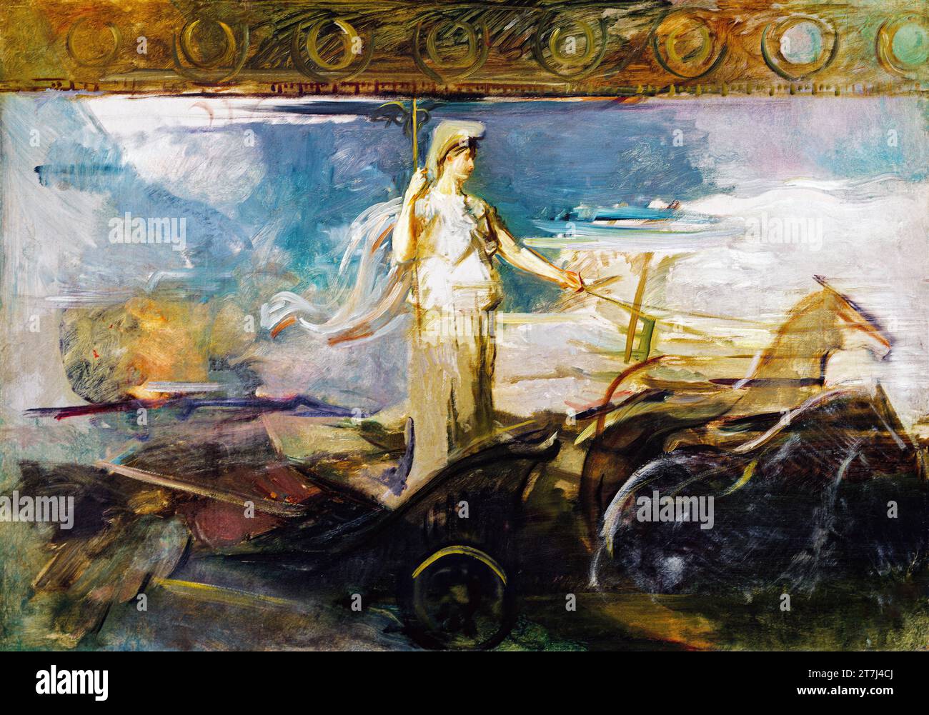 Minerva in einem Wagenbild in hoher Auflösung von Abbott Handerson Thayer. Original aus der Smithsonian Institution. Stockfoto