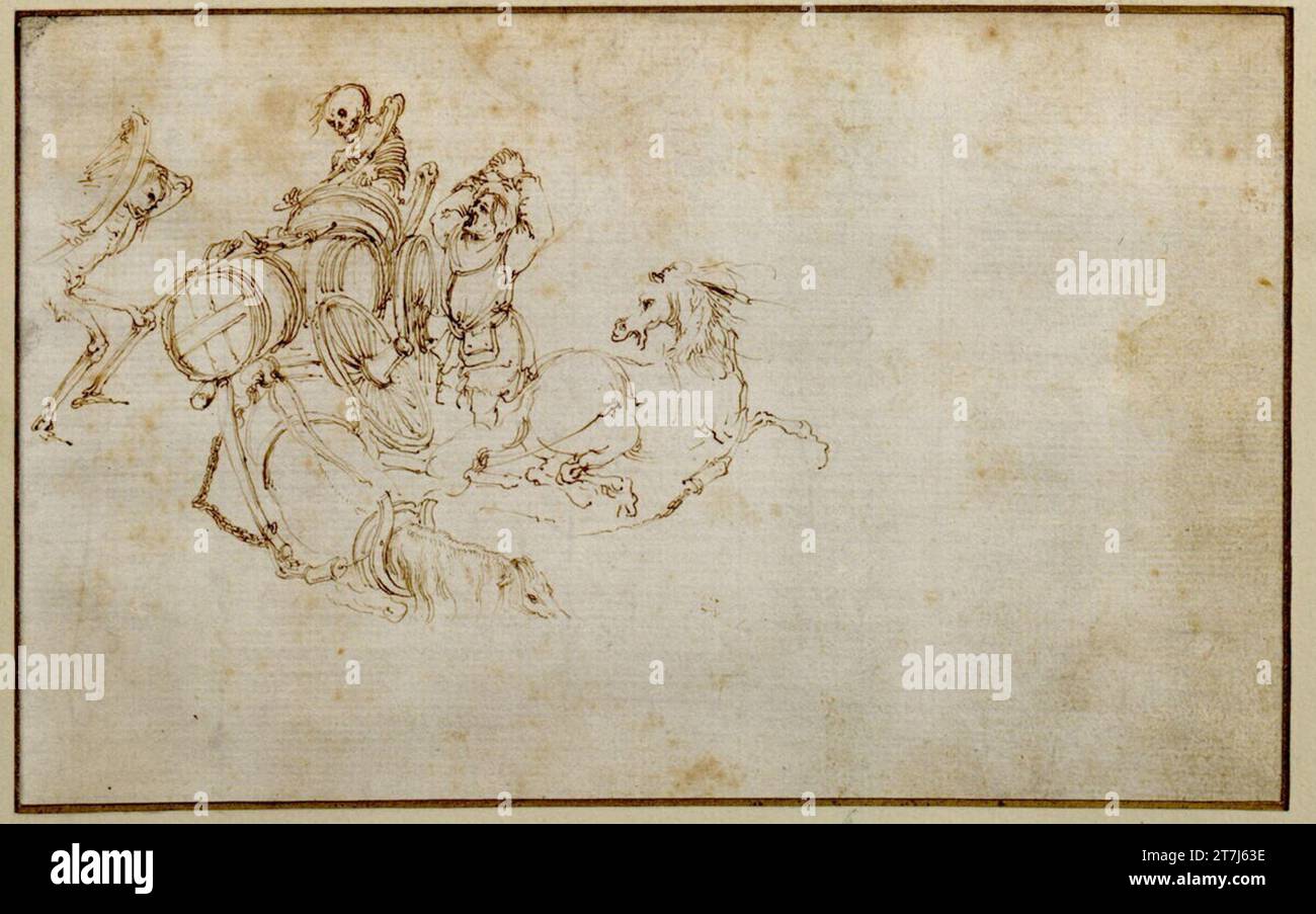 Stefano della Bella Tod kippt um und beraubt einen Wagen. Feder um 1633/34 Stockfoto