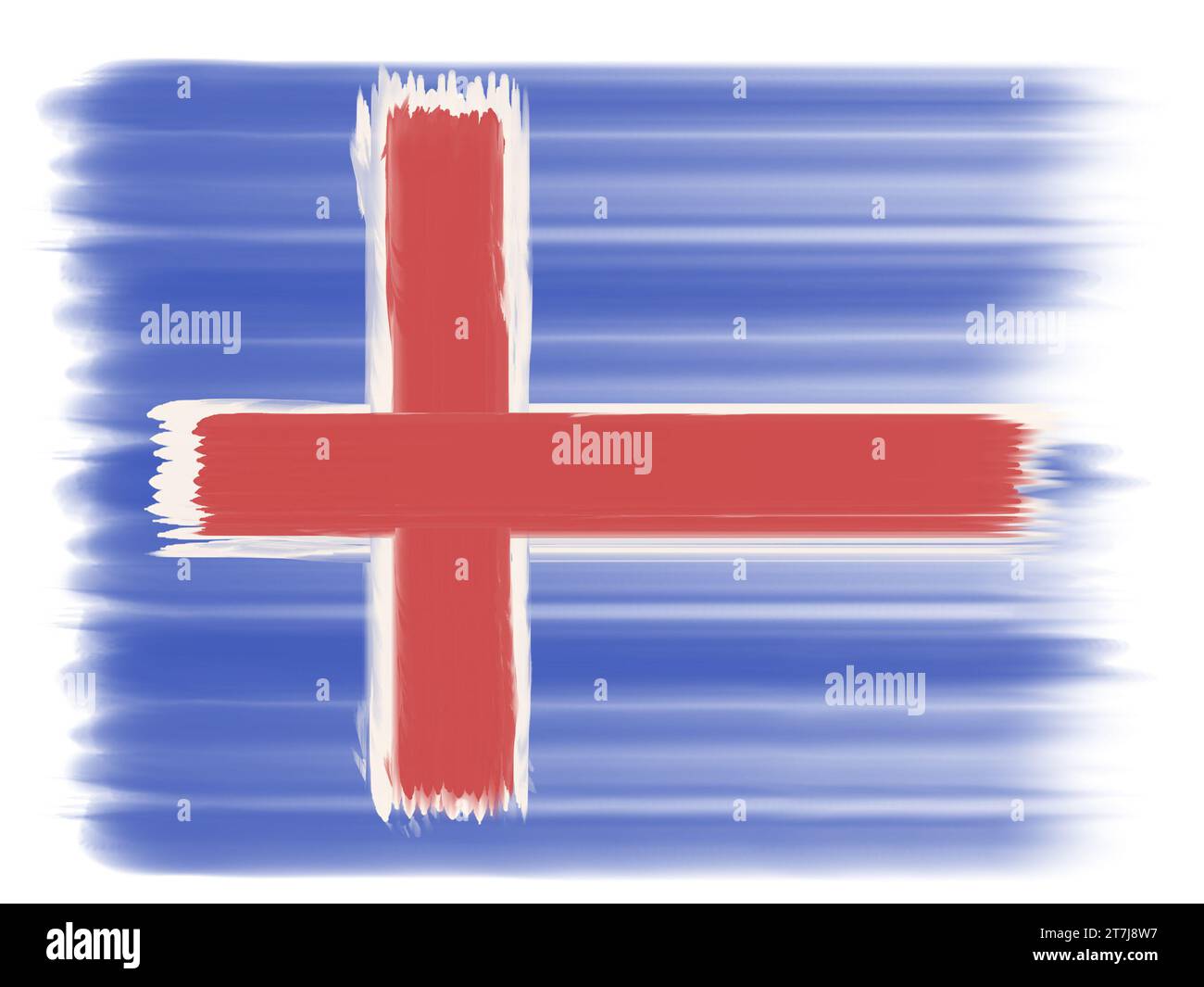 Isländische Flagge in Acrylfarbe Stockfoto