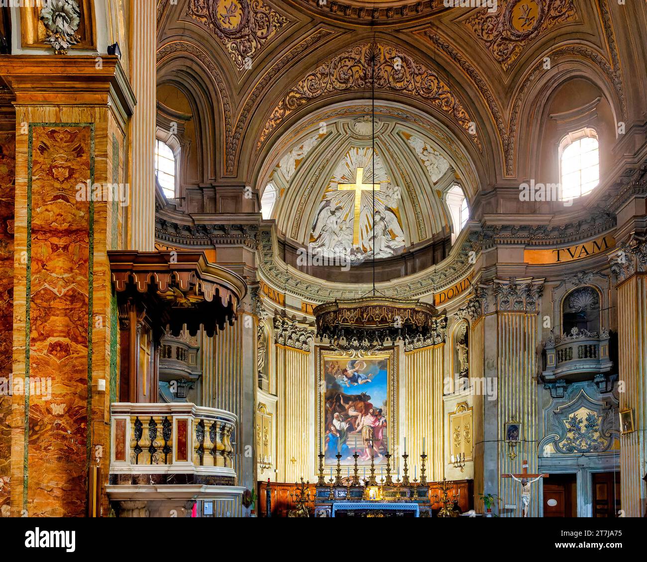 Das Innere der Kirche Sant'Eustachio, Rom, Italien Stockfoto