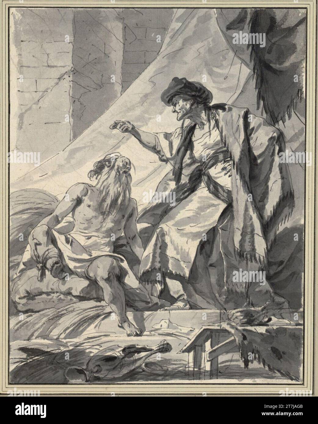 Gregorio Guglielmi Job und seine Frau. Kreide; Feder in Grau; Grau -lavt um 1765 Stockfoto