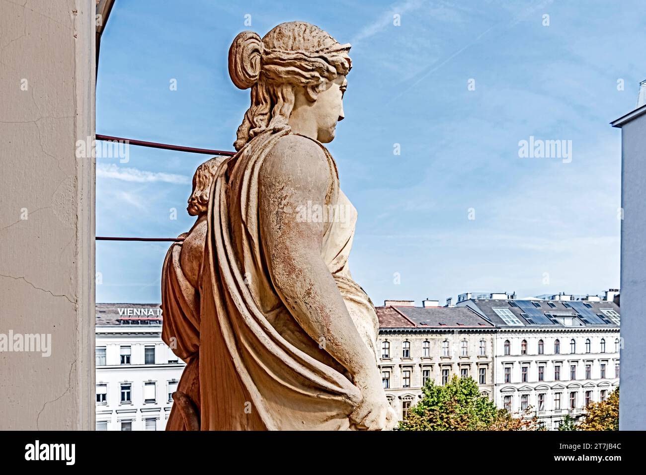 Wien, Ringstraße, Palais und klassische Skulptur Stockfoto