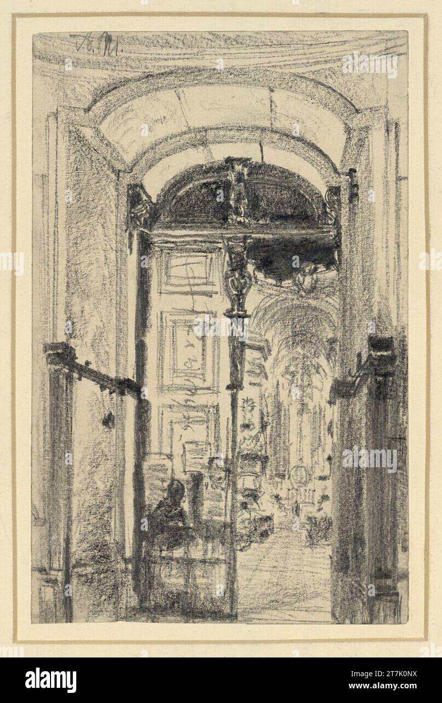 Adolf Friedrich Erdmann Menzel Eingang der Peterskirche in Wien. Bleistift 1872-74 , 1872/1874 Stockfoto