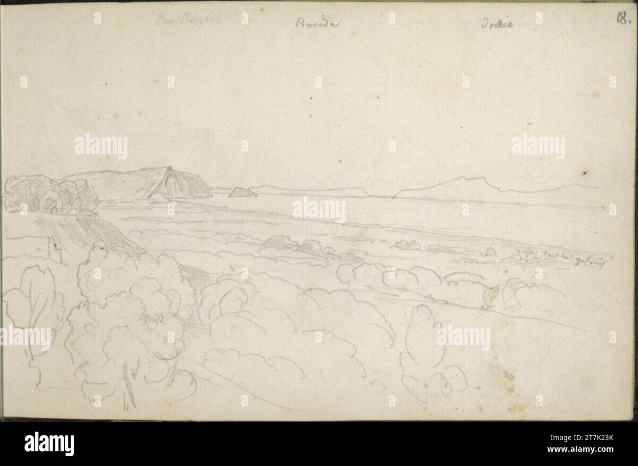 Heinrich Reinhold Sketchbook: Kap Miseno und die Inseln Procida und Ischia am Golf von Neapel. Bleistift 1820 , 1820 Stockfoto