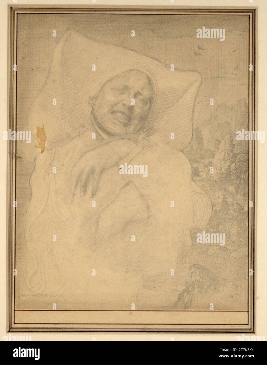 Sigmund Walter Hampel angenehme Frau. Bleistift Stockfoto