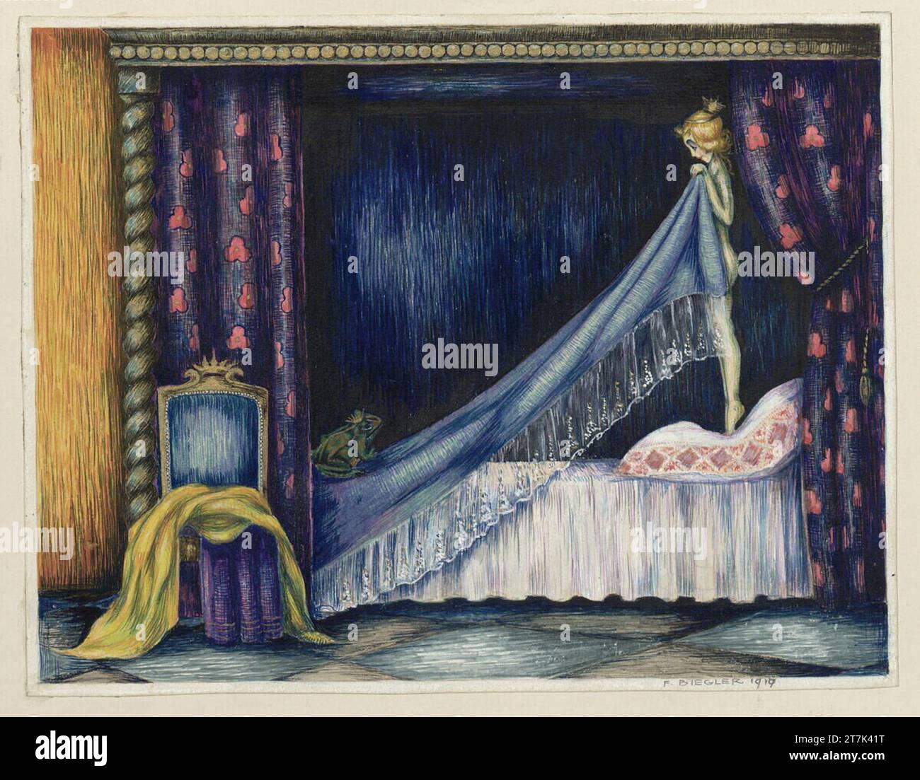 Fernande Biegler Froschkönig. Aquarell, Tinte, Tempera, Goldfarbe 1919, 1919 Stockfoto