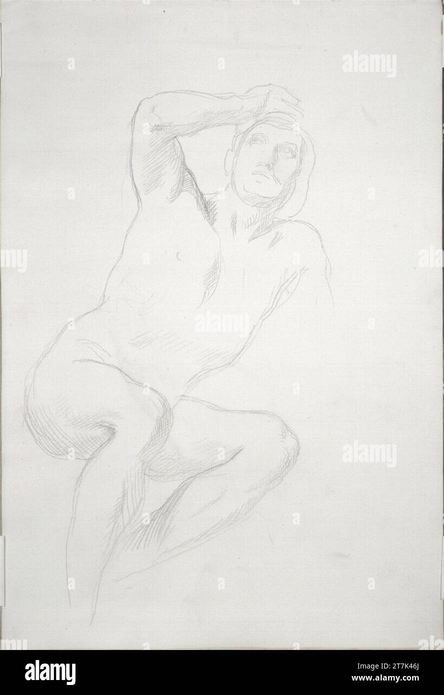 Moritz von Schwind Körperuntersuchung eines sitzenden Mannes. Bleistift 1864-1868 , 1864/1868 Stockfoto