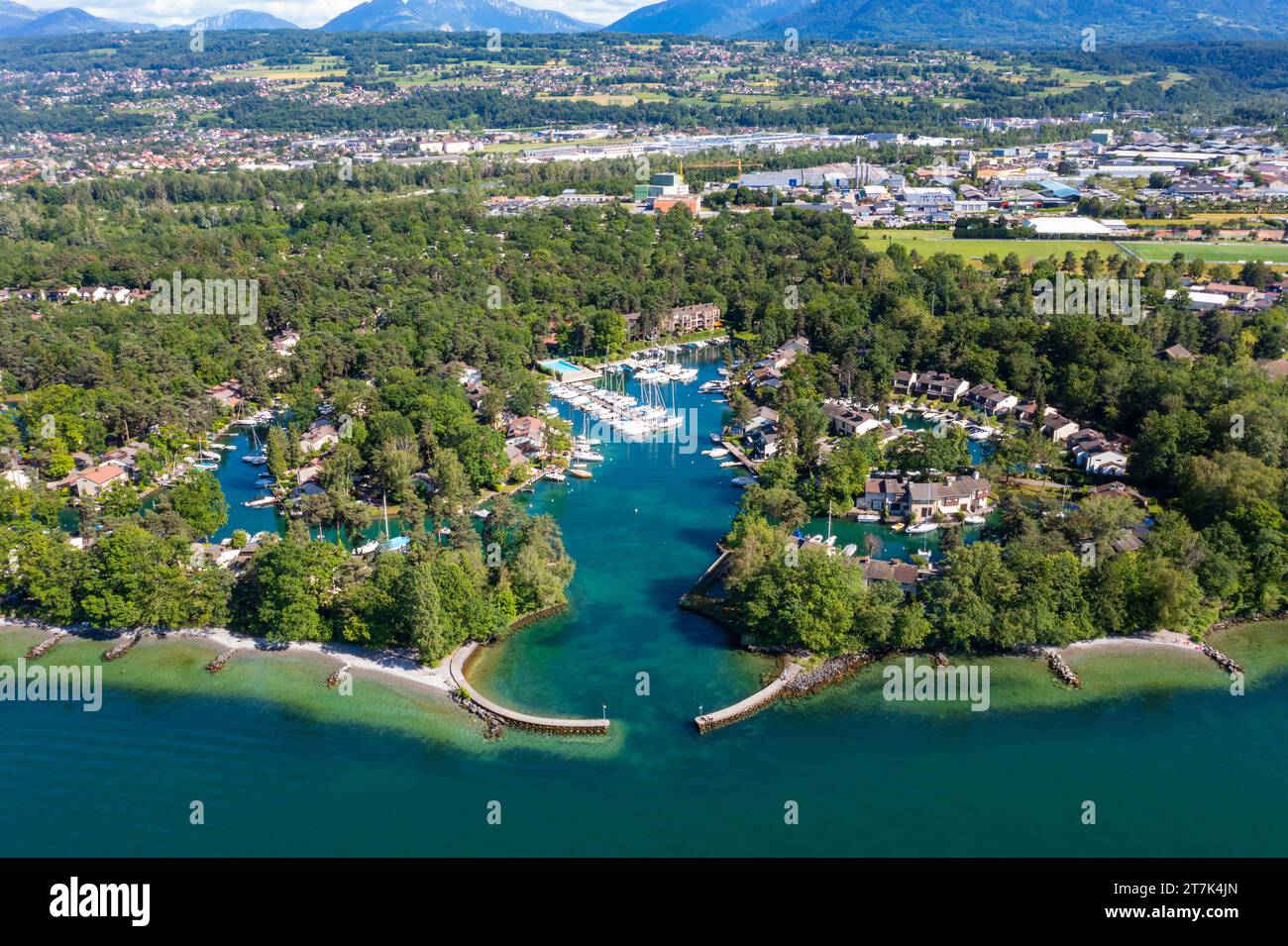 Luftaufnahme des Viertels Ripaille (Thonon-Les-Bains) in Haute-Savoie in Frankreich Stockfoto