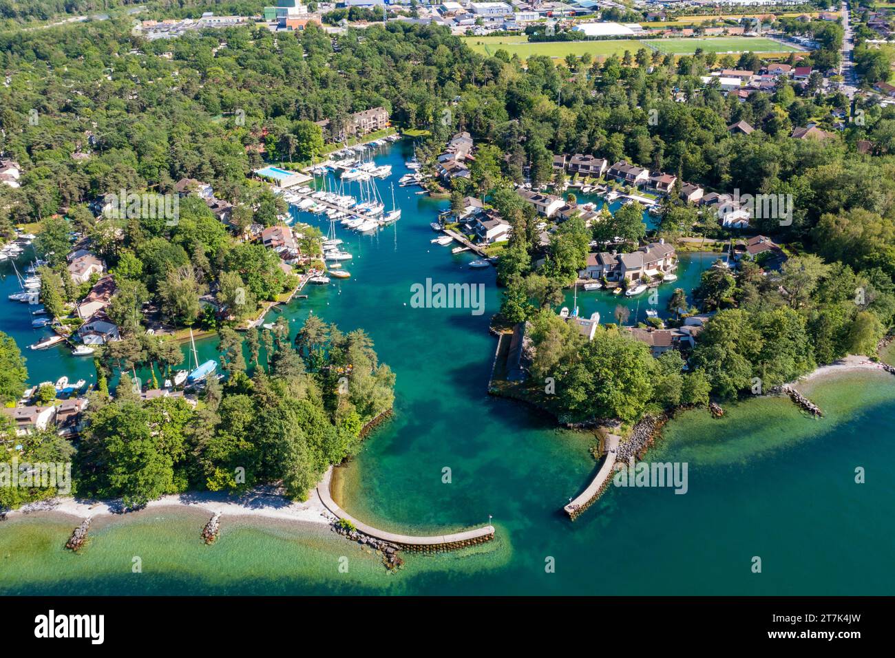 Luftaufnahme des Viertels Ripaille (Thonon-Les-Bains) in Haute-Savoie in Frankreich Stockfoto