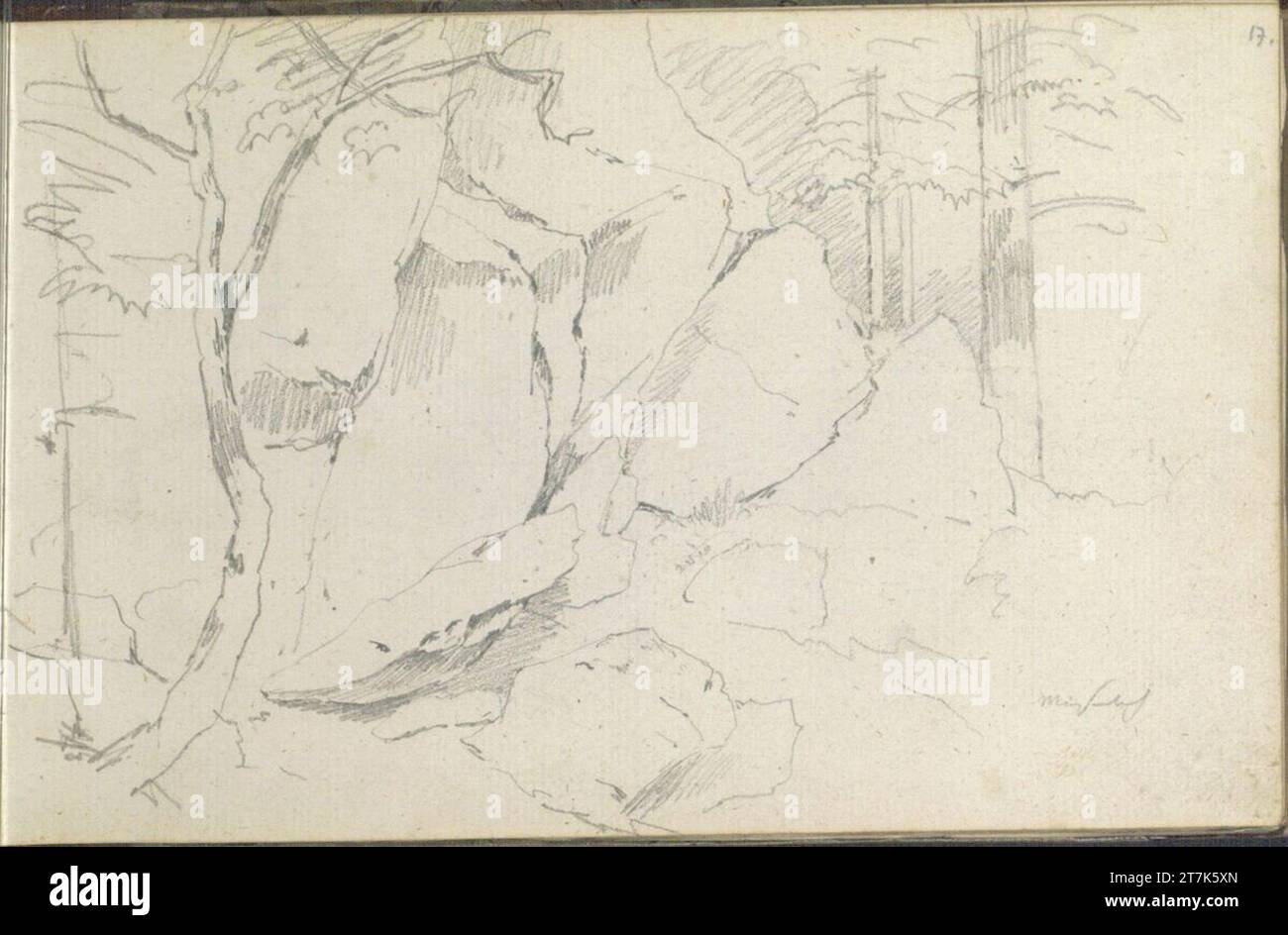 Friedrich Gauermann Miesenbach. Bleistift (Skizzenbuch: 1826 - 1848) Stockfoto