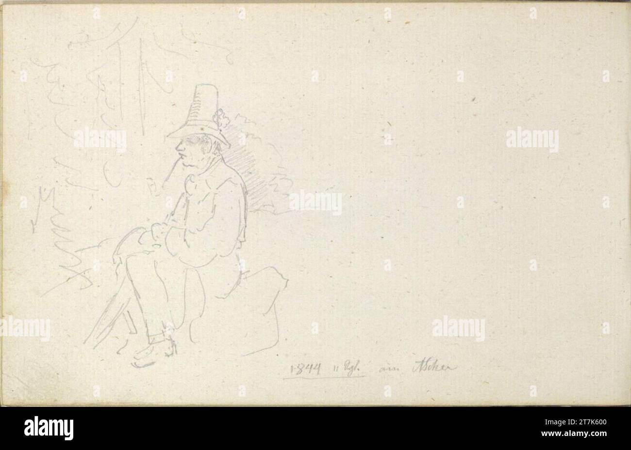 Friedrich Gauermann über die Asche. Bleistift 11.9.1844 (Skizzenbuch: 1826 - 1848) Stockfoto
