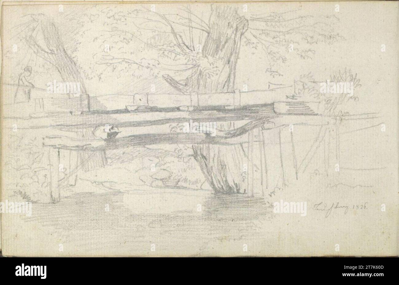 Friedrich Gauermann Buchberg. Bleistift 1826 (Skizzenbuch: 1826 - 1848) Stockfoto