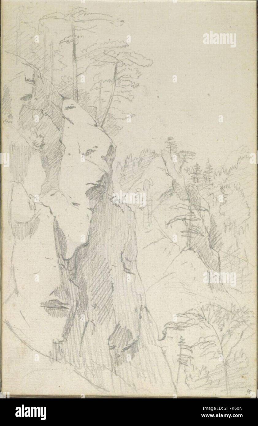 Friedrich Gauermann Felsenlandschaft. Bleistift (Skizzenbuch: 1826 - 1848) Stockfoto