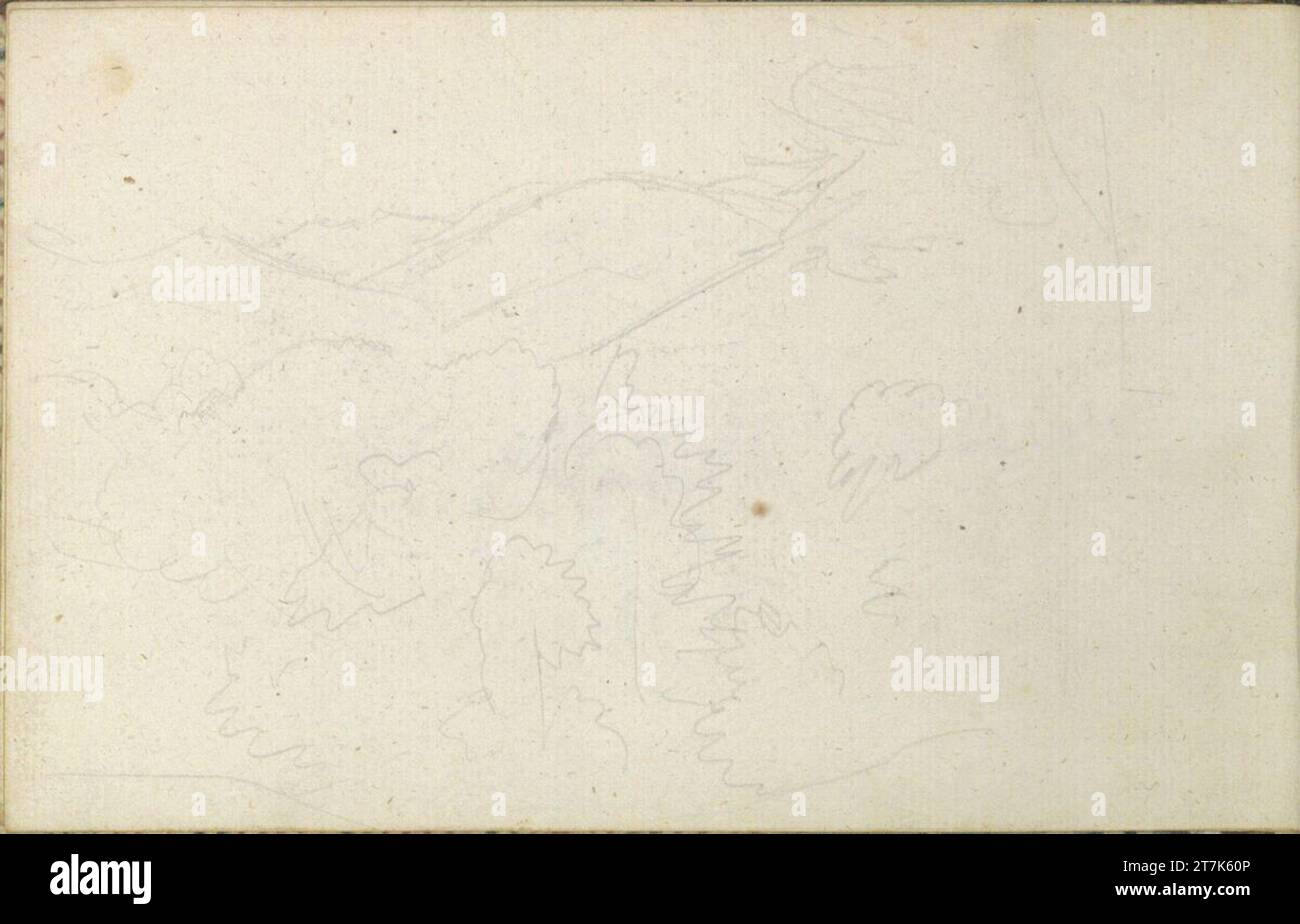 Friedrich Gauermann große Landschaftsskizze. Bleistift (Skizzenbuch: 1826 - 1848) Stockfoto