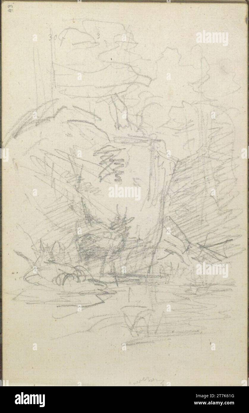 Friedrich Gauermann Rough Waldskizza. Bleistift, Aquarell, laviert (Sketchbook: 1826 - 1848) Stockfoto