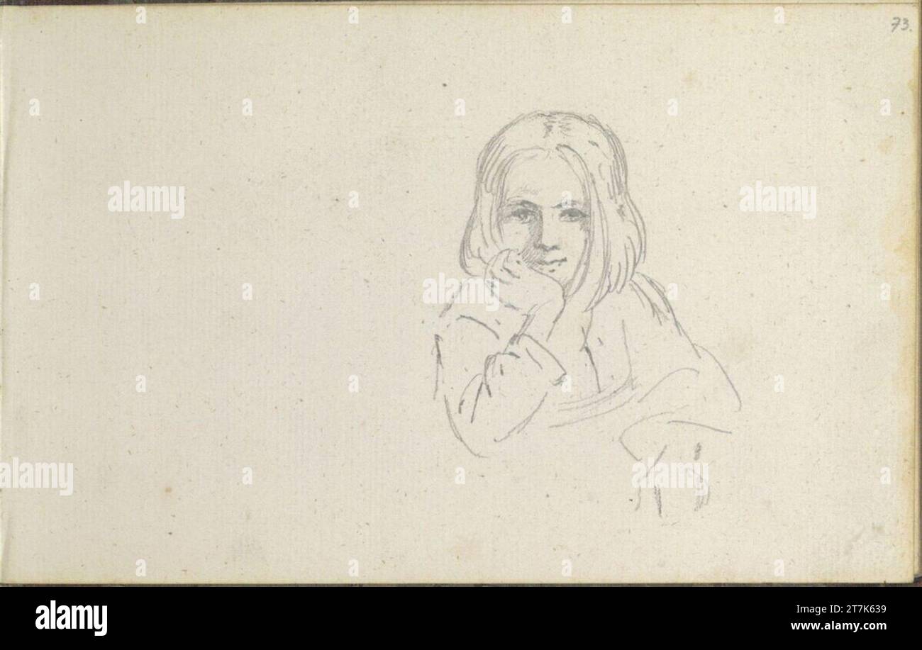 Friedrich Gauermann Ein Mädchenstube. Bleistift (Skizzenbuch: 1826 - 1848) Stockfoto