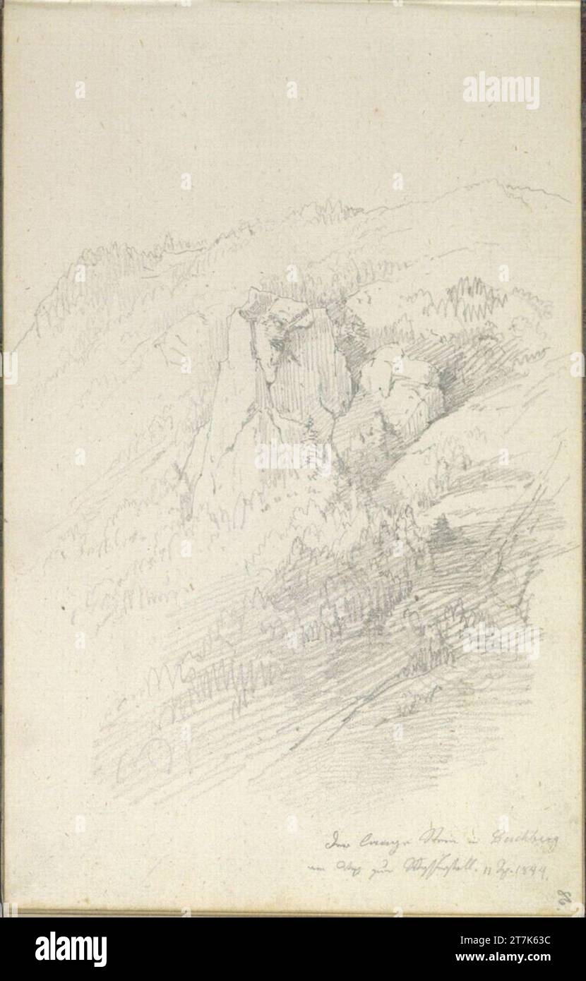 Friedrich Gauermann Buchberg. Bleistift 11.9.1844 (Skizzenbuch: 1826 - 1848) Stockfoto