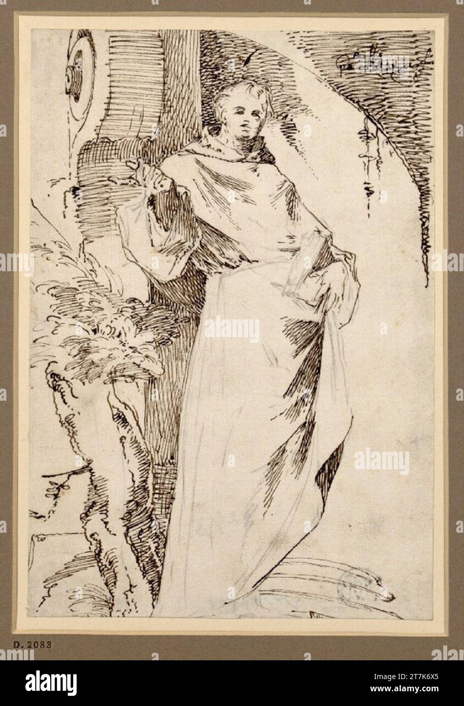 Paul Troger Heiliger Mönch (St. Bruno?). Feder in Braun, Steinkreide Stockfoto
