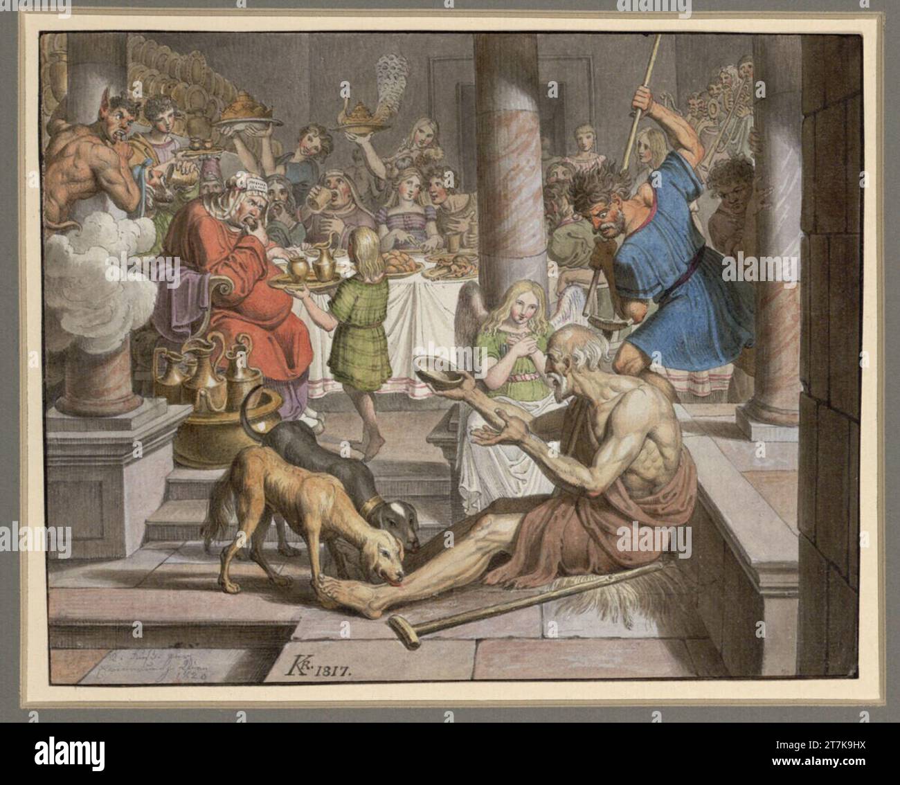 Karl-Russ-Krankenhaus des reichen Prasser. Tinte, Feder, Aquarell 1817, 1817 Stockfoto