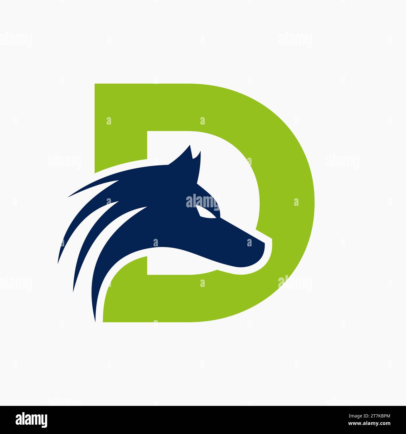 Buchstabe D Wolf Logo. Wolf Symbol Vektorvorlage Stock Vektor